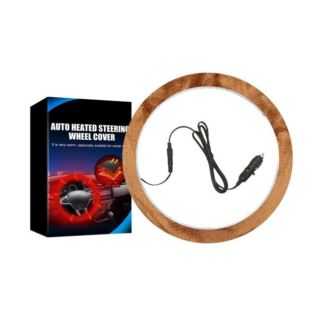Inch Wheel Steering Cover Upgraded 12V Heated Quick Warmer Auto Steering Wheel Cover Non-Slip Soft Wheel Wrap Cover