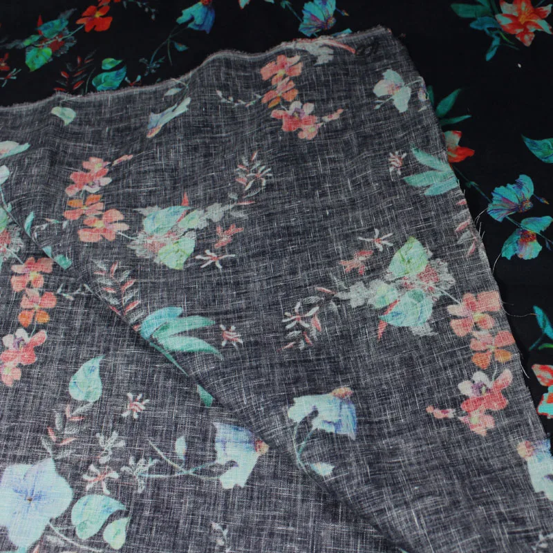 Качественная льняная ткань с цветочным принтом, соломенная рубашка высокого класса, платье в стиле пэчворк