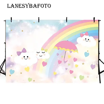 

Cute rainbow cartoon photography backdrop made vinyl cloth or premium washable cloth for portrait photo background