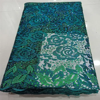 

African sequines Tulle Lace Fabric High High Quality pink sequins Lace Material Net French Embroidery Nigeria Lace Fabric green