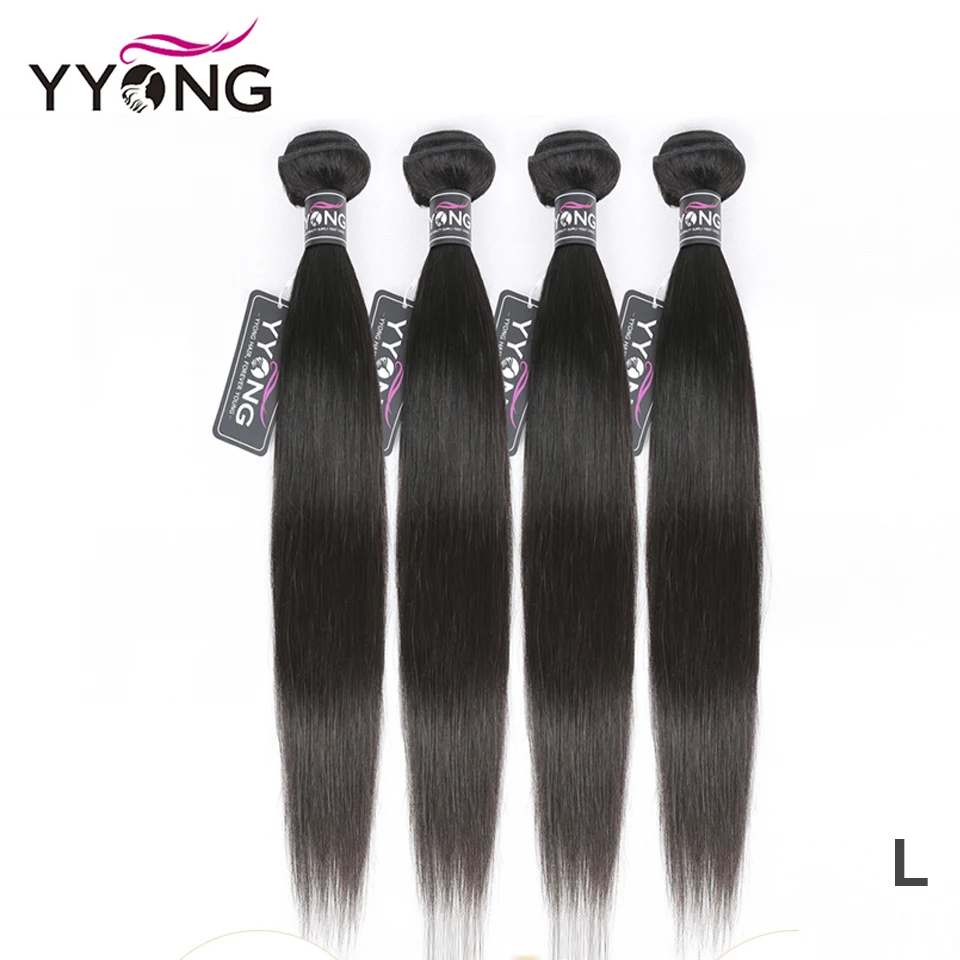Yyong Straight Hair Bundles 100% s 4 Bundles Natural Color Hair 8-26″ Can Be Restyle