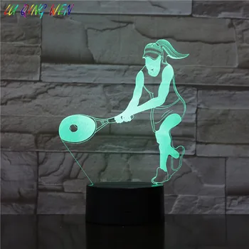 

Girl Led Night Lights Tennis Player Women Figure Child Nightlight Home luminaria Lamp Sports 3d Desk Night Lamp Usb Bedside