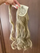 NICESY-Cola de Caballo largo ondulado marrón para mujer, extensión sintética, envoltura de cabello alrededor de poni de 22 pulgadas, 100g, Blanco/negro