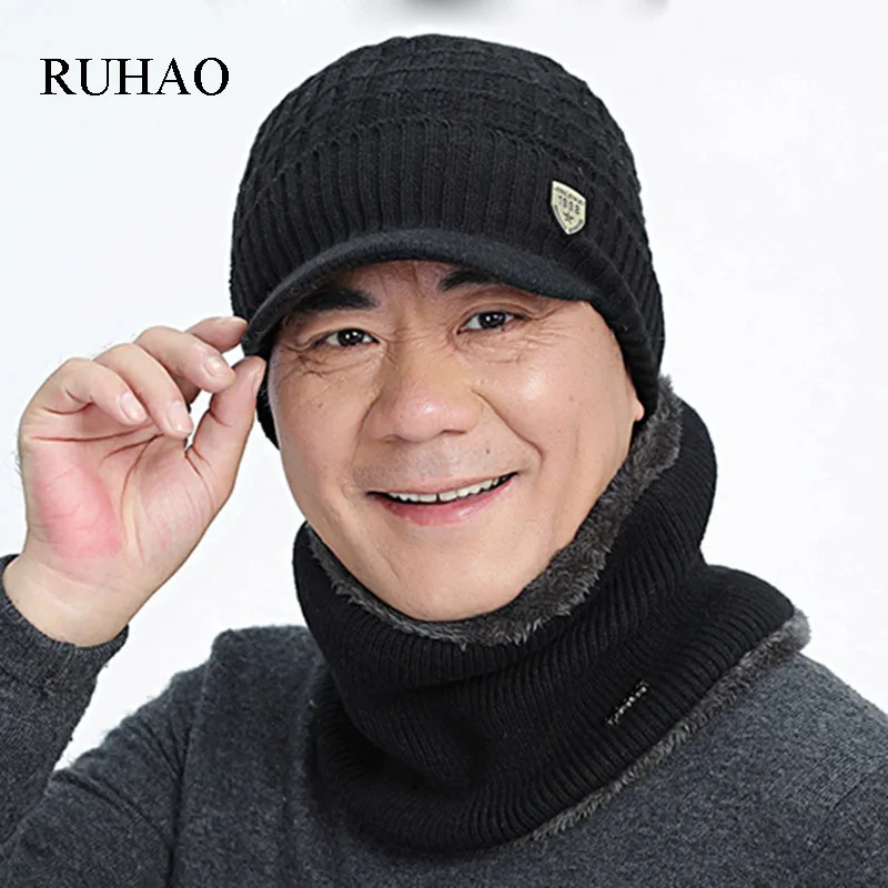 

RUHAO Winter Hat Skullies Beanies Hats Winter Beanies For Men Women Wool Scarf Caps Balaclava Mask Gorras Bonnet Knitted Hat