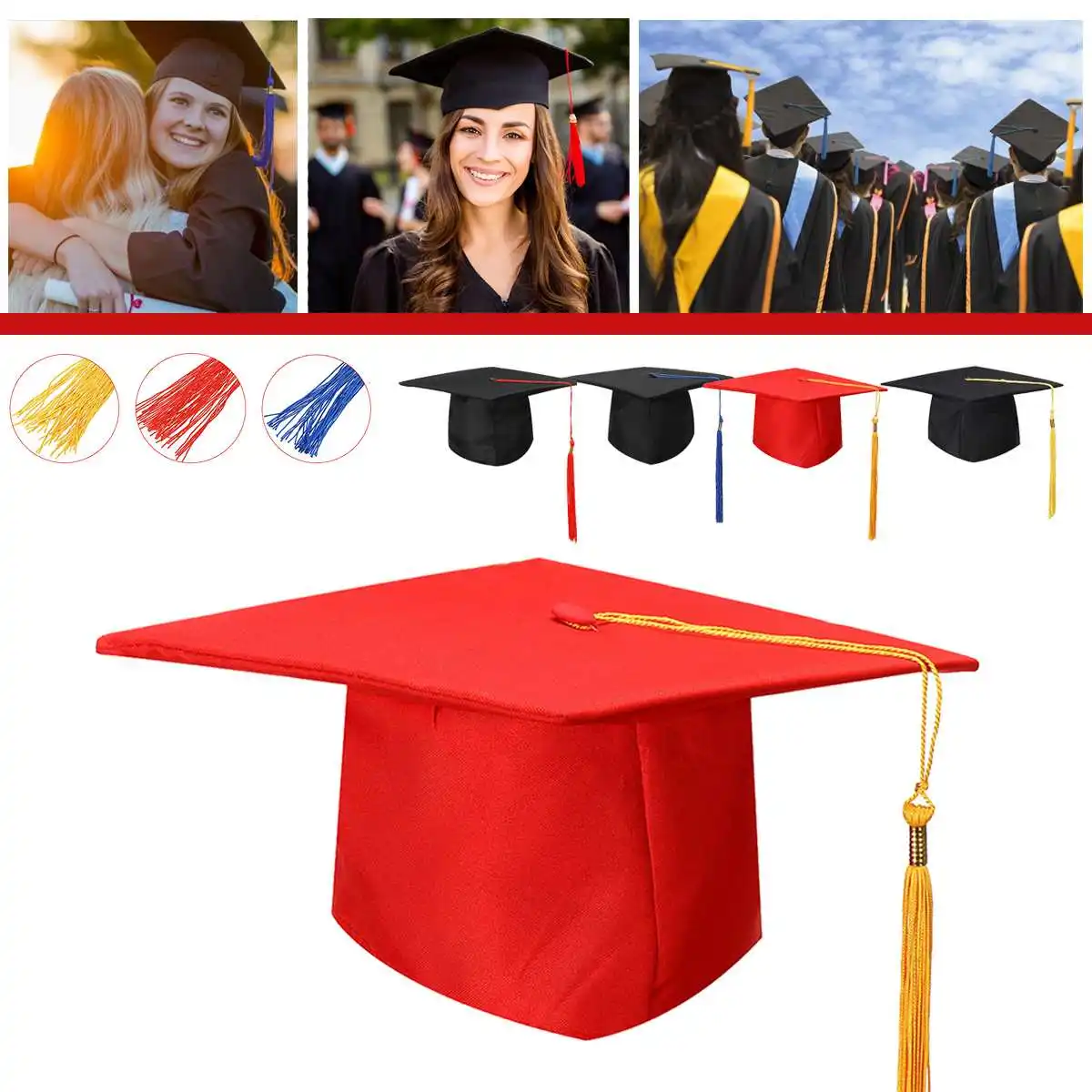 

Hat College Bachelor Doctor Chancellor Graduation Board Cap Tassel Costume Party