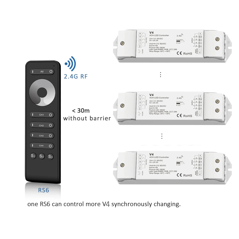 36v, dc, 4ch, pwm, 2.4g, cor única,