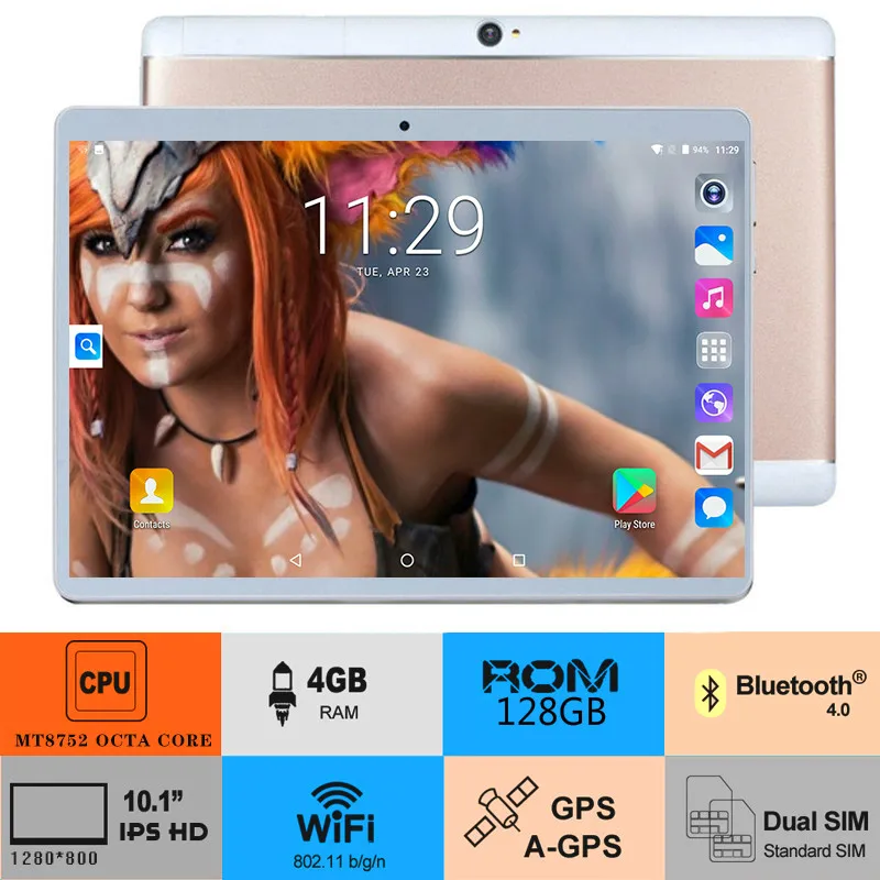 

2019 New Android 8.0 OS 10 inch tablet Octa Core 3G 4G FDD LTE 4GB RAM 128GB ROM 1280x800 Dual SIM Cards Tablet kids tablet