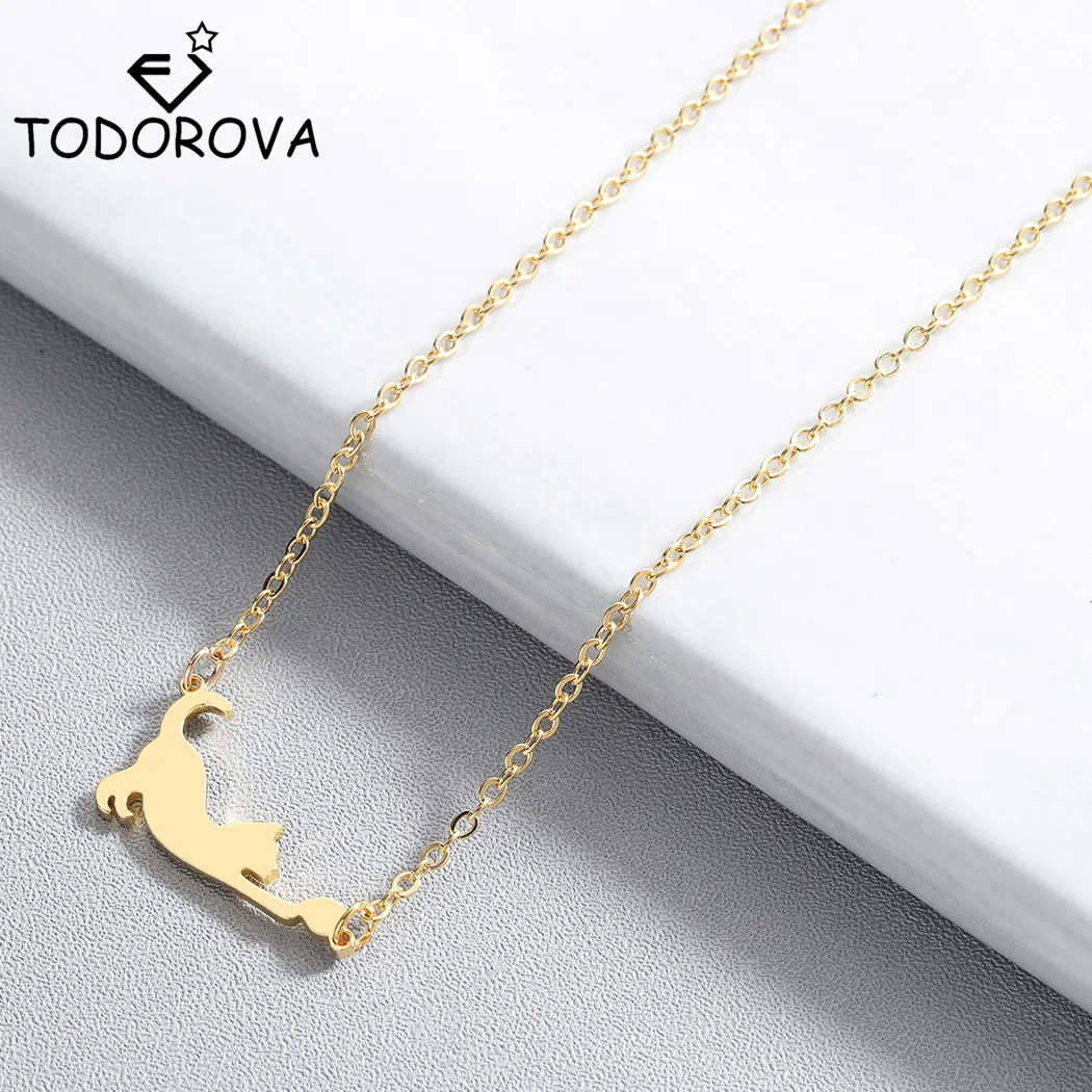 

Todorova Lovely Animal Cat Necklace Cat Play with ball Cute Birthday Gift Necklaces for Women Stainless Steel Baby Kids Jewelry