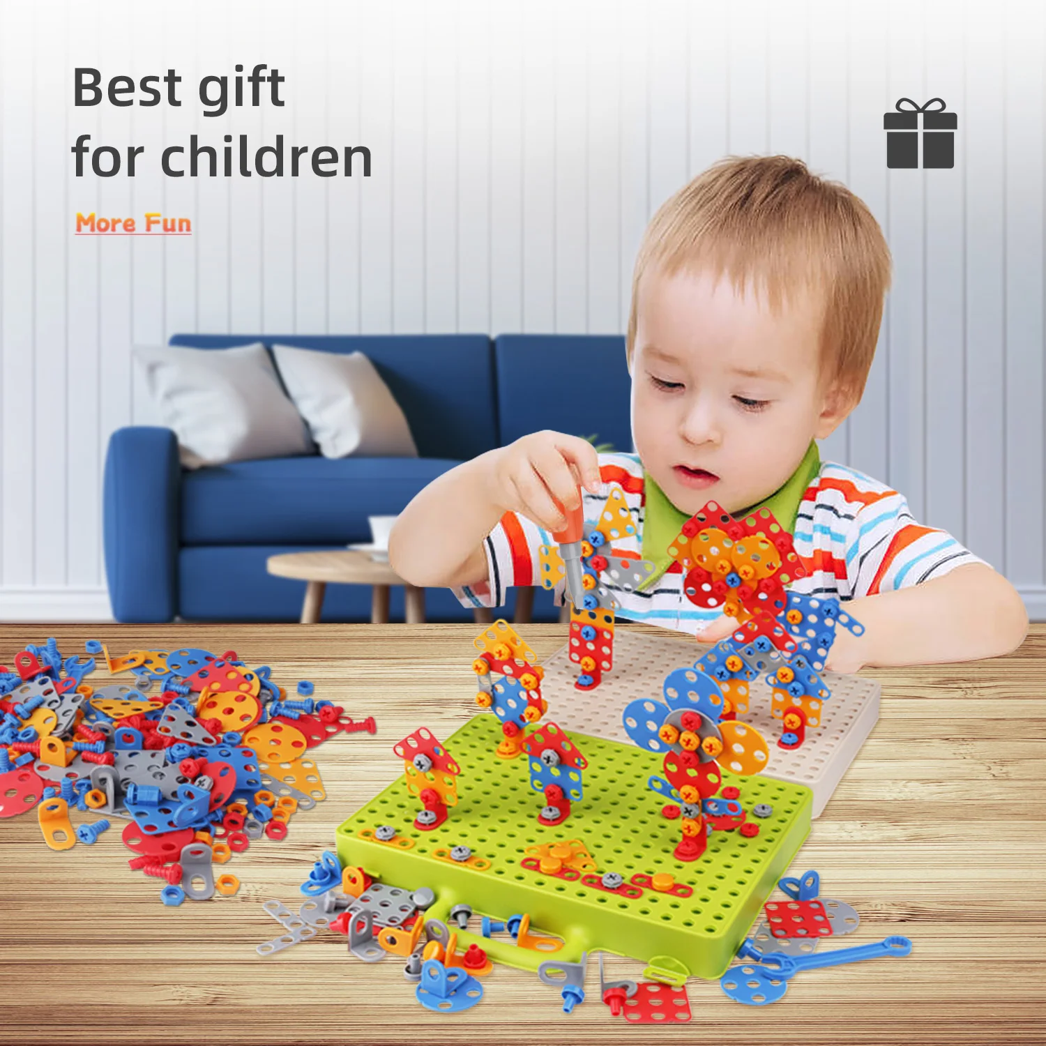 

3D Creative Drilling Screw Nut Mosaic Puzzle Toys Building Bricks DIY Disassembly Set for Kids Boys Educational Toy Gift