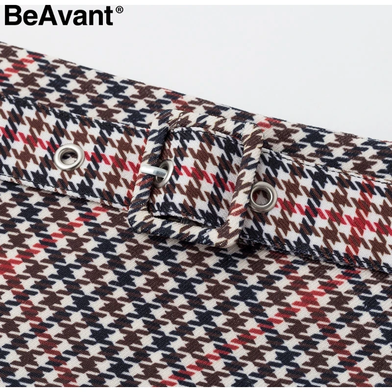 BeAvant A-Line красная клетчатая Высокая талия Женская мини-юбка осень зима Высокая уличная короткая женская юбка модные вечерние женские юбки