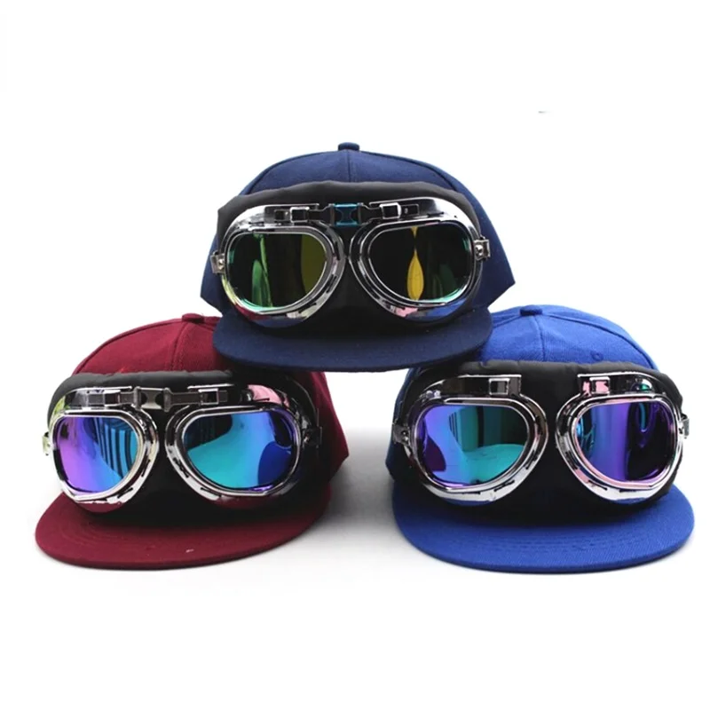 

Child pilot glasses baseball cap sanpback Europe and America Non-mainstream boys girls hip hop cap Parent-child baseball cap