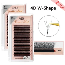 

4D W Shape Eyelash Extensions 3/4D Premade Volume Fans W Style Lashes Natural Soft Volume False Eyelash 2 Pcs