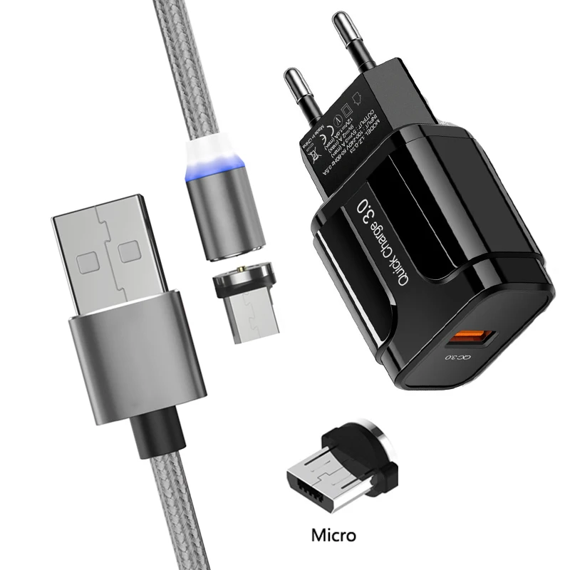 Магнитный кабель Micro USB для Moto G3 G4 G5 G6 Z Z2 Z3 Play E3 E4 E5 C Plus Redmi 5 5A 6 6A 7 7A 8 быстрое зарядное