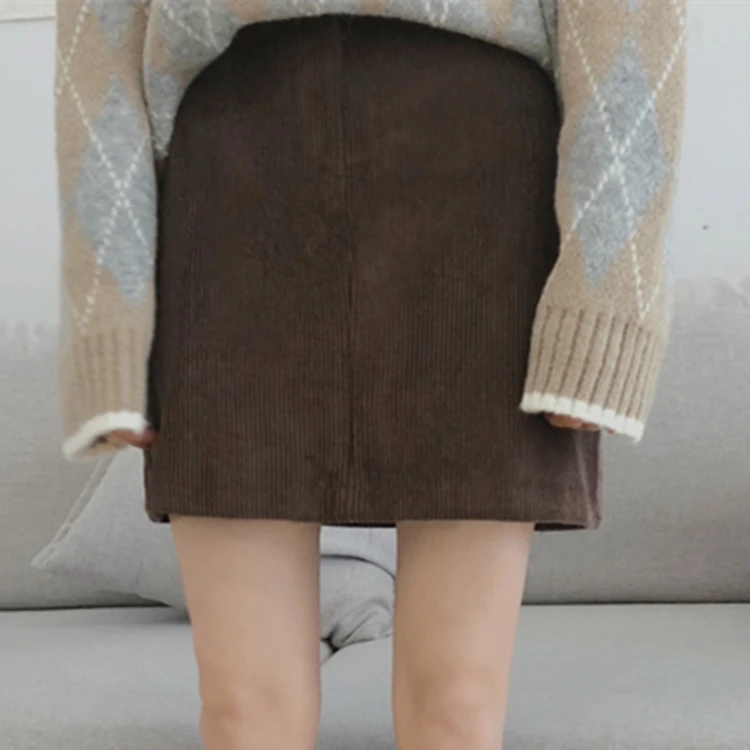 Colorfaith Новинка модная женская юбка осень зима прямой пакет бедра Твердые Вельветовые женские мини юбки SK6700