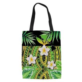 

Polynesian HandBags With Pretty African Girl Print Casual Tote Bag Large Capacity Travel Storage Soft Fabric Shopping Bags