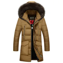 Новинка, зимнее теплое пальто, повседневный мужской пуховик, мужской бренд, белый утиный пух, меховой воротник, с капюшоном, длинная парка размера плюс 5XL