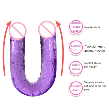 14 Inch Double head Realistic Dildo Long Anal Play for Women Men Couple Ended Dildo Flexible Big Penis Adult Sex Toy for Lesbian 6