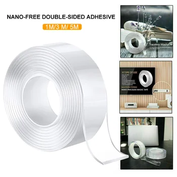 

1M/3M/5M Transparent Seamless Tape Two Sided Adhesive Sturdy Shear Kitchen Tools Reusable Nano Invisible Adhesive Mobile Phone
