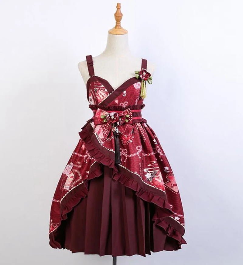 Японское платье лолиты JSK милые платья на бретелях - Цвет: Красный