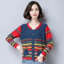 ^^Best Offers Fashion Woman Cardigan Sweater Blue Red Stripe Textured Knit Tops Women Casual Round Collar Single Breasted Plain Knitwear 2019 ^^Best Offers Fashion Woman Cardigan Sweater Blue Red Stripe Textured Knit Tops Women Casual Round Collar Single Breasted Plain Knitwear 2019
