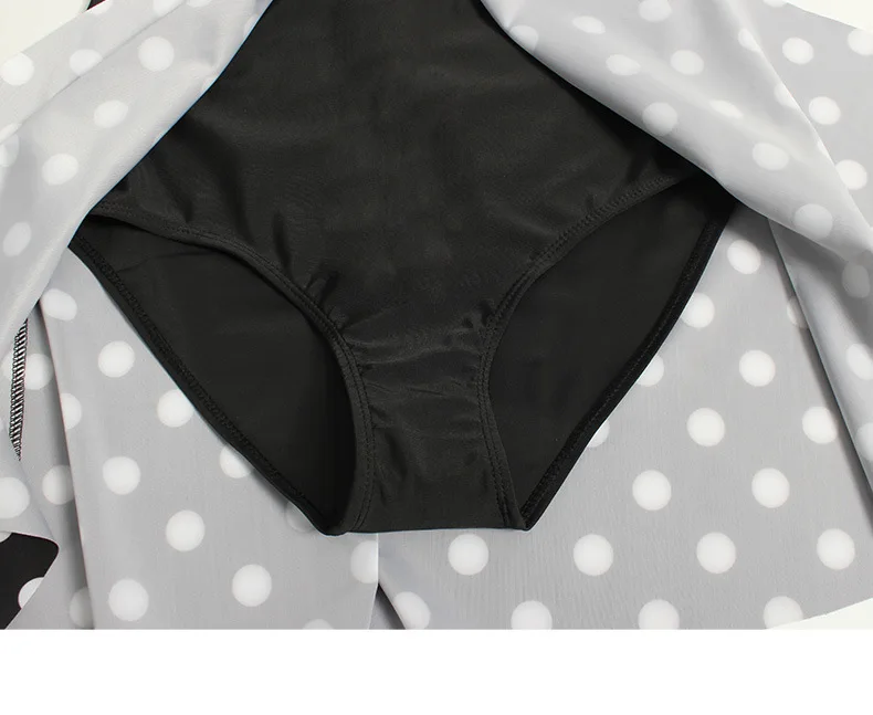 Юбка размера плюс, женский купальник, сдельный,, с принтом в горошек, большой и высокий, сдельный купальник, женский черный купальник для женщин, 2005