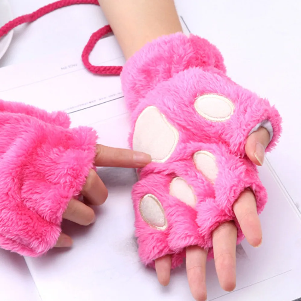 Милые, миленькие в японском стиле(«Каваий»), перчатки для Осенне-зимняя Дамская обувь утолщение пальцев флип Утепленная одежда перчатки прекрасная плюшевая игрушка Зимние перчатки для Для женщин