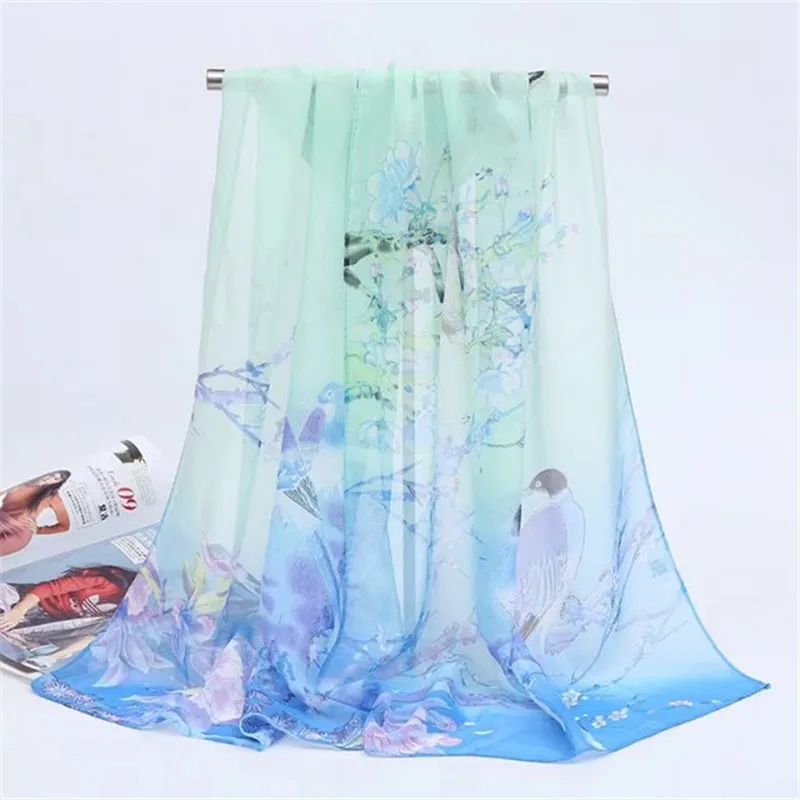 

Spring and Autumn New Style Magpie Primula Female Chiffon Long Silk Scarves Chiffon Small Gauze Scarfs for Hair