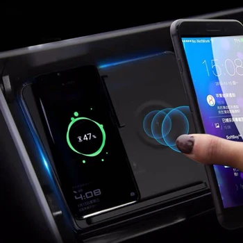 

1* Mobile Phone Wireless Fast Charging Pad With Light For Tesla Model 3 10W Fast Car Charger Pad ABS Car Accessory