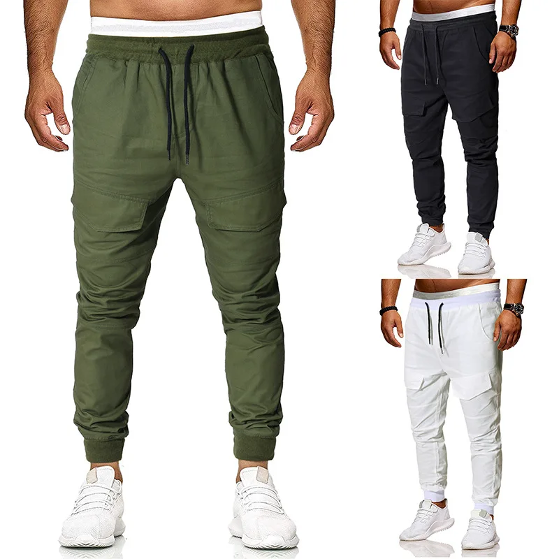 

2019 New Style Ouma Men Fashion Solid Color String Belt Versatile Beam Leg Casual Pants Trousers 7497