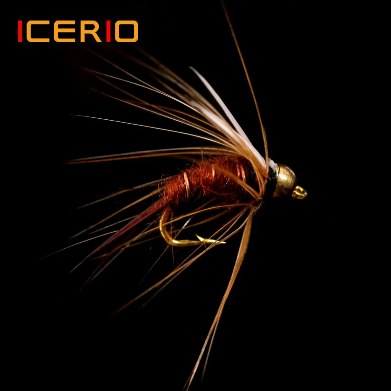 ICERIO 12 шт. латунная бусина головка принца Nymphs Stonefly Caddis Летающая форель рыболовные приманки