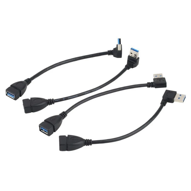 20 см USB 2,0 мужчина к гнезду 90 Угловой Удлинительный адаптер кабель USB2.0 мужчин и женщин вправо/влево/вниз/вверх черный кабель Шнур