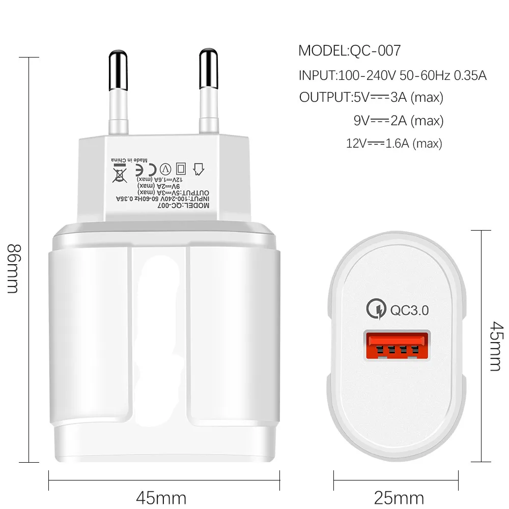 Зарядное устройство QC 3 0 для Samsung Galaxy M20 A6 S9 S8 S10E S10 Plus A7 A5 J8 J6 J4 2018 USB кабель J3 2017 J7 J5 S7