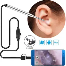 3,9 мм USB визуальный отоскоп 720P эндоскоп медицинская камера 3 в 1 ушной прицел Инспекционная камера Earpick инструмент для детей Android PC