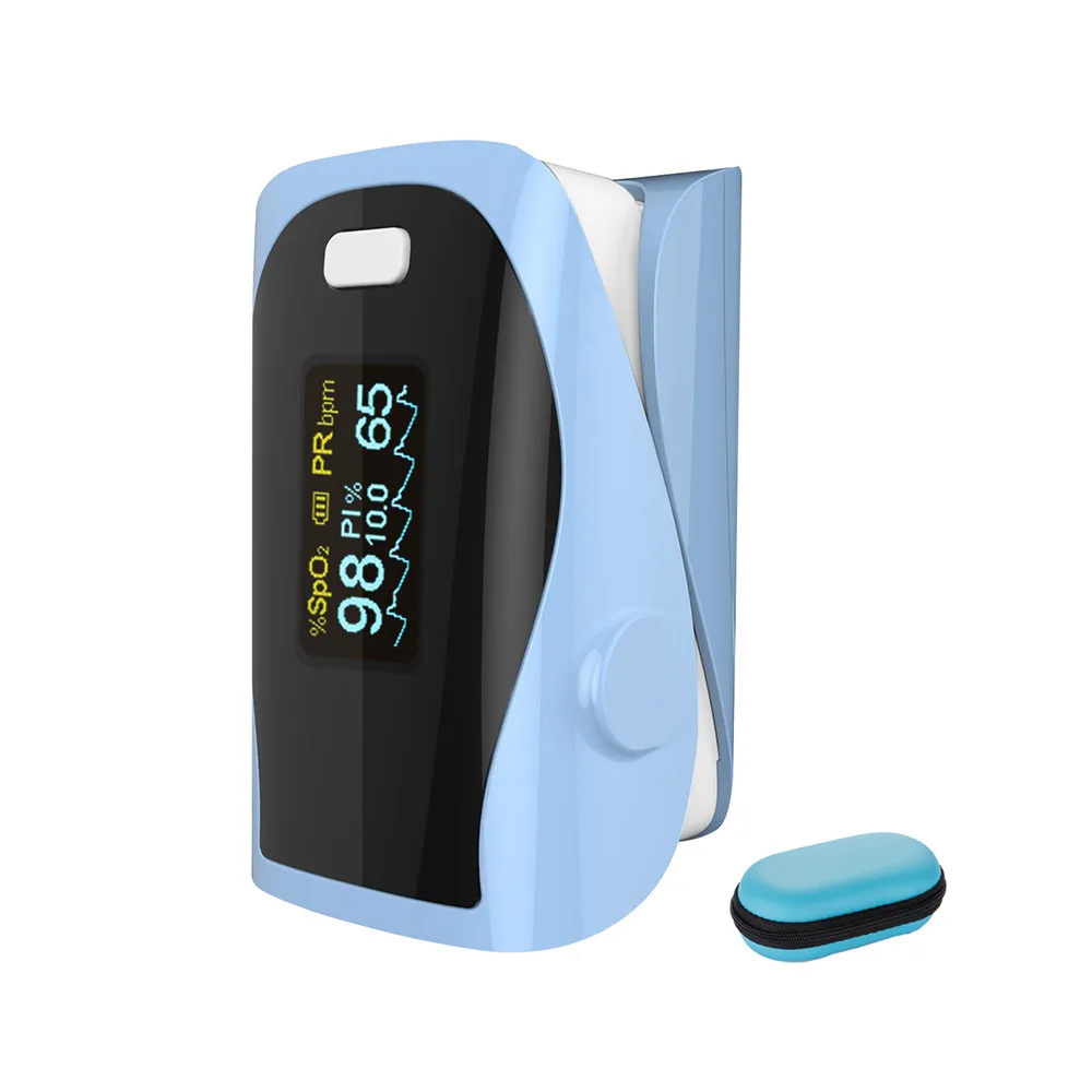 sky blue long case Пульсоксиметр для пальца, кислородный монитор, Пульсоксиметр OLED, пульсоксиметр, Пульсоксиметр - Цвет: sky blue long case