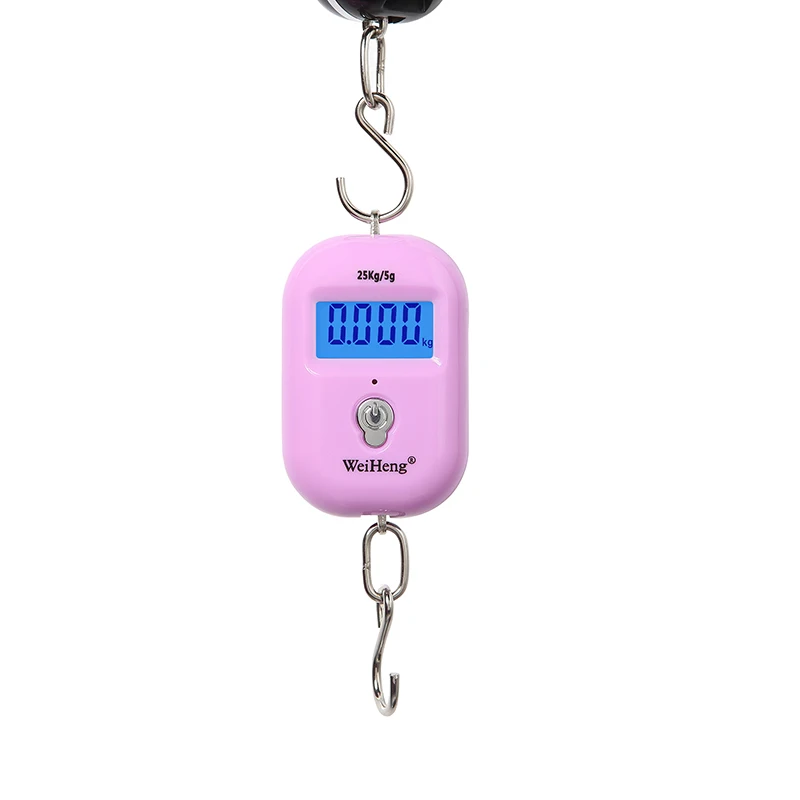 Pink Электронные весы с крючком для путешествий Вес ing безмен висит Кухня Вес инструмент 25кг X 10 г мини электронные весы для рыбалки и взвешивания Чемодан - Цвет: Pink