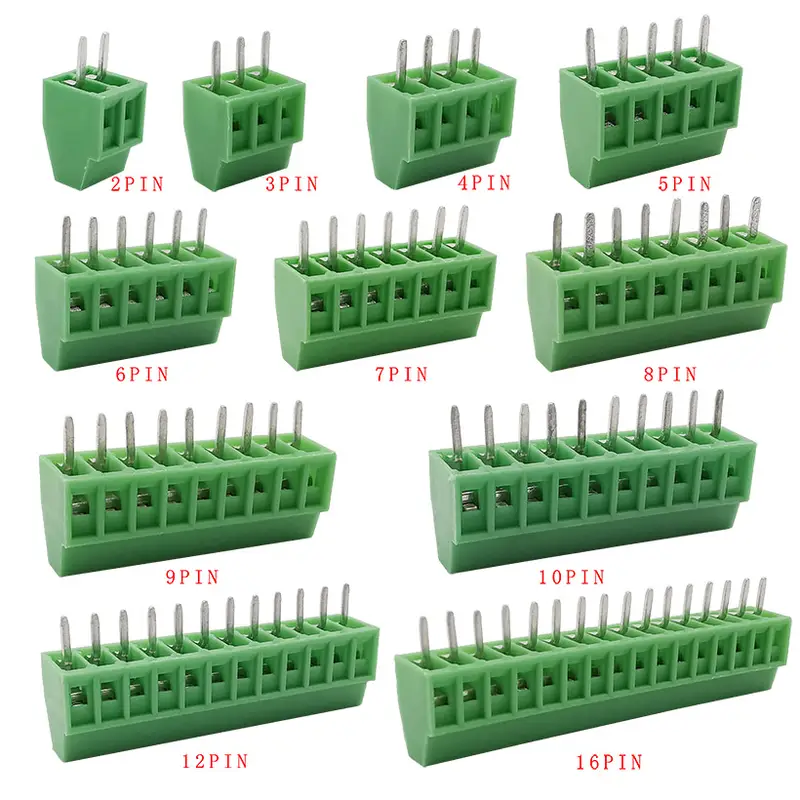 2.54mm/0.1" Pitch PCB Screw Terminal Block Connector 2P 3P 4P 5P 6P 7P 8P 9P 10P 12P 16Pin Terminals 150V 6A for 26-18AWG Cable - Image 3