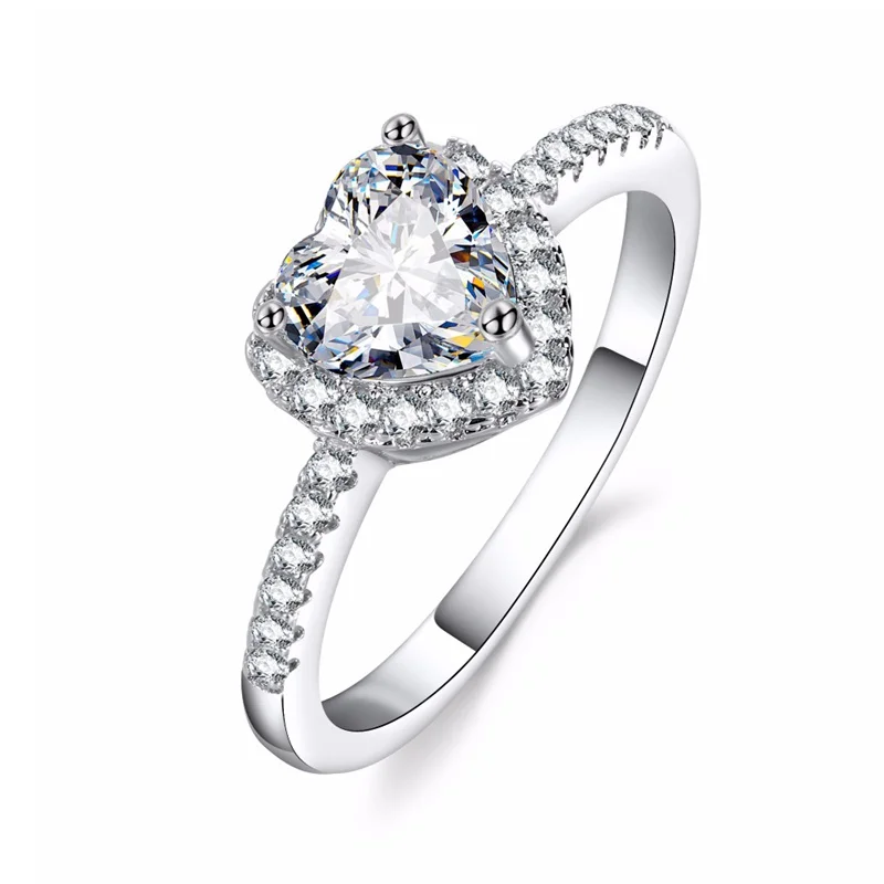 Модные хрустальные свадебные кольца в форме сердца, женские обручальные кольца из циркона, гламурные ювелирные изделия - Цвет основного камня: R202