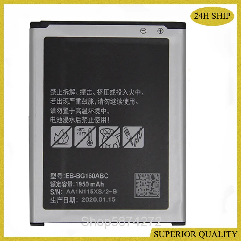 

10pcs For SAMSUNG Battery EB-BG160ABC for Samsung Galaxy Folder 2 SM-G1600 SM-G1650W 1950mAh Replacement Phone Battery Akku