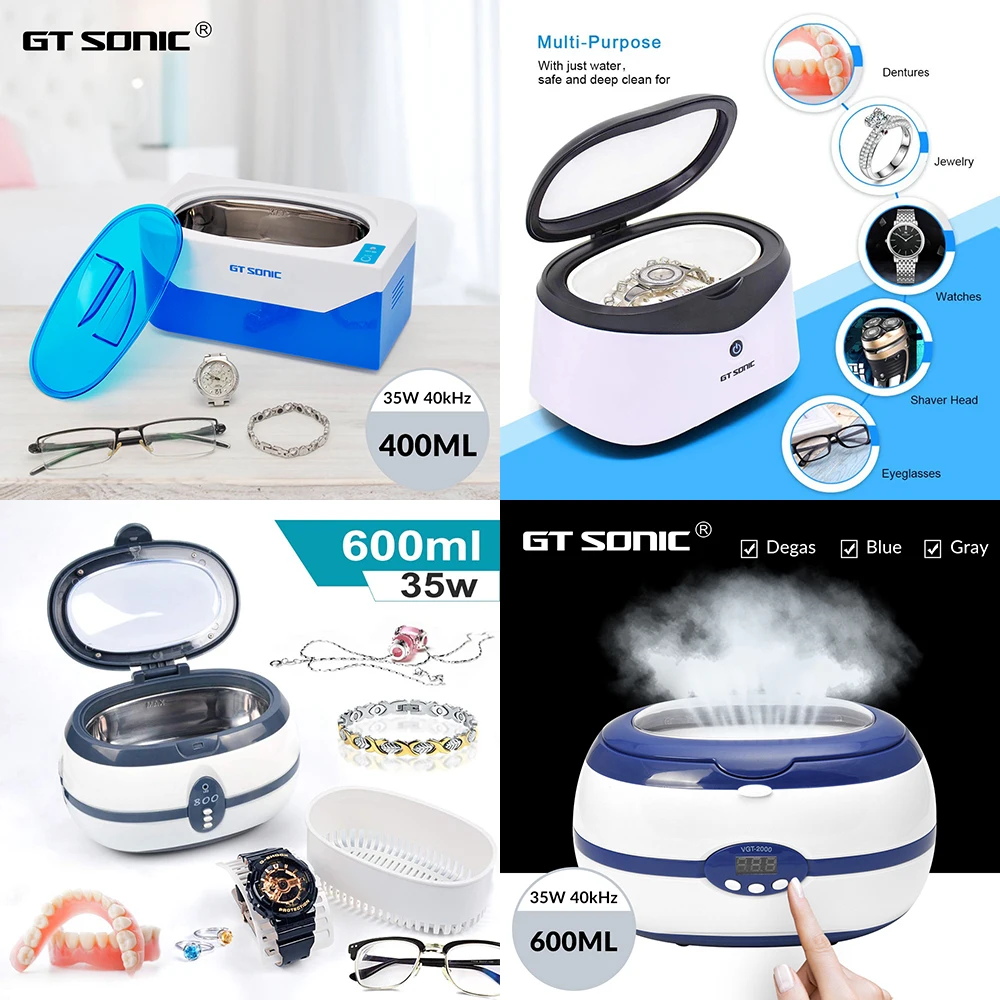 GT sonic 600 мл Ультра звуковой очиститель Таймер для ванны Ювелирная щетка очки