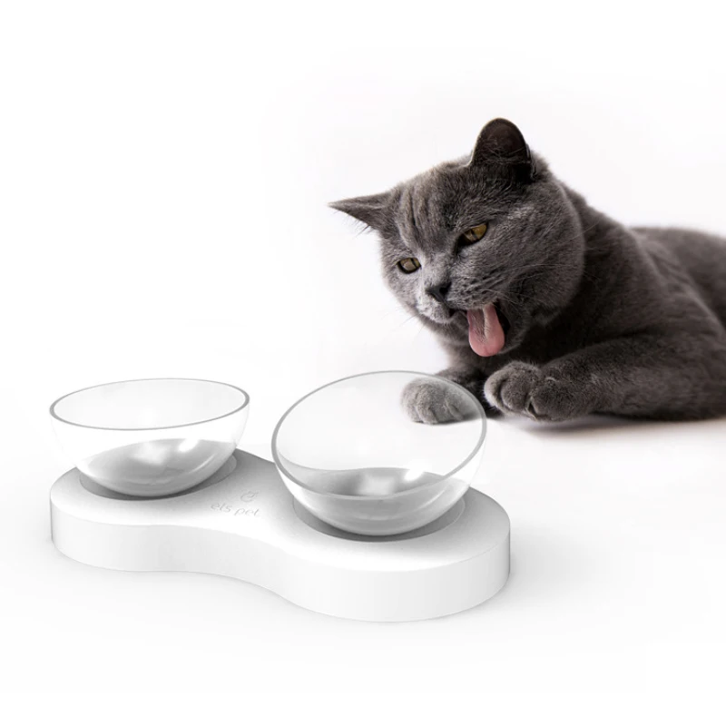 Новая миска для кошек миска для кошки посуда косой рот Двойная чаша товары для домашних животных защита шейного позвонка