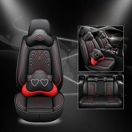 Новые кожаные чехлы для сидений автомобиля для vw golf 4 5 VOLKSWAGEN polo 6r 9n passat b5 b6 b7 Tiguan аксессуары чехлы для сидений автомобиля - Название цвета: Red Cartoon