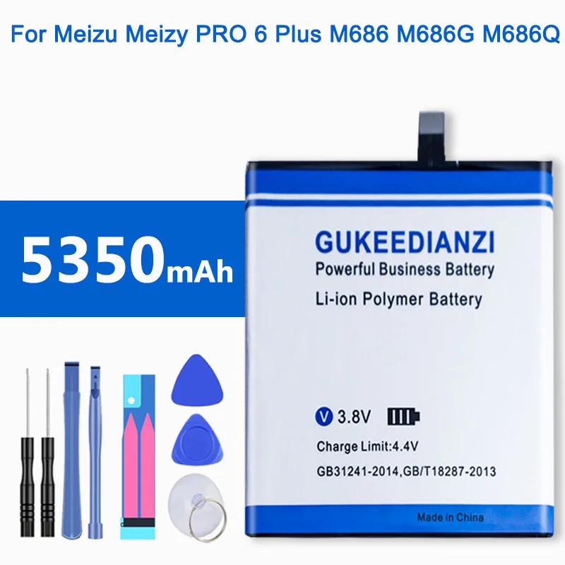 Замена батареи высокой емкости BT66 5350 мАч для смартфона Meizu Meizy PRO6 PRO 6 Plus M686 M686G M686Q +