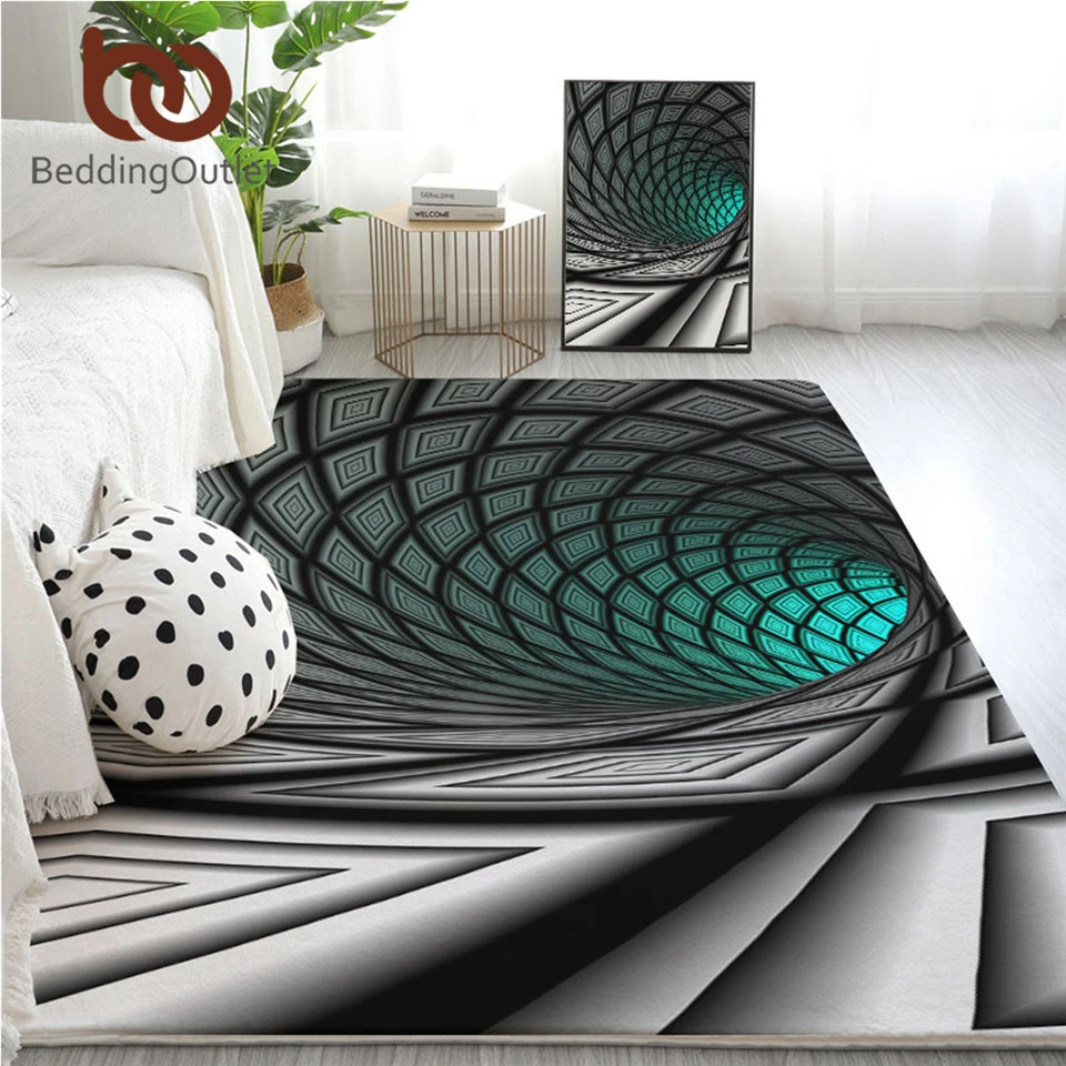 BeddingOutlet Whirlpool Large Carpets for Living Room Games Kids Play Floor Mat Black and Green Area Rug Squares Teen Tapis 1PC | Дом и сад
