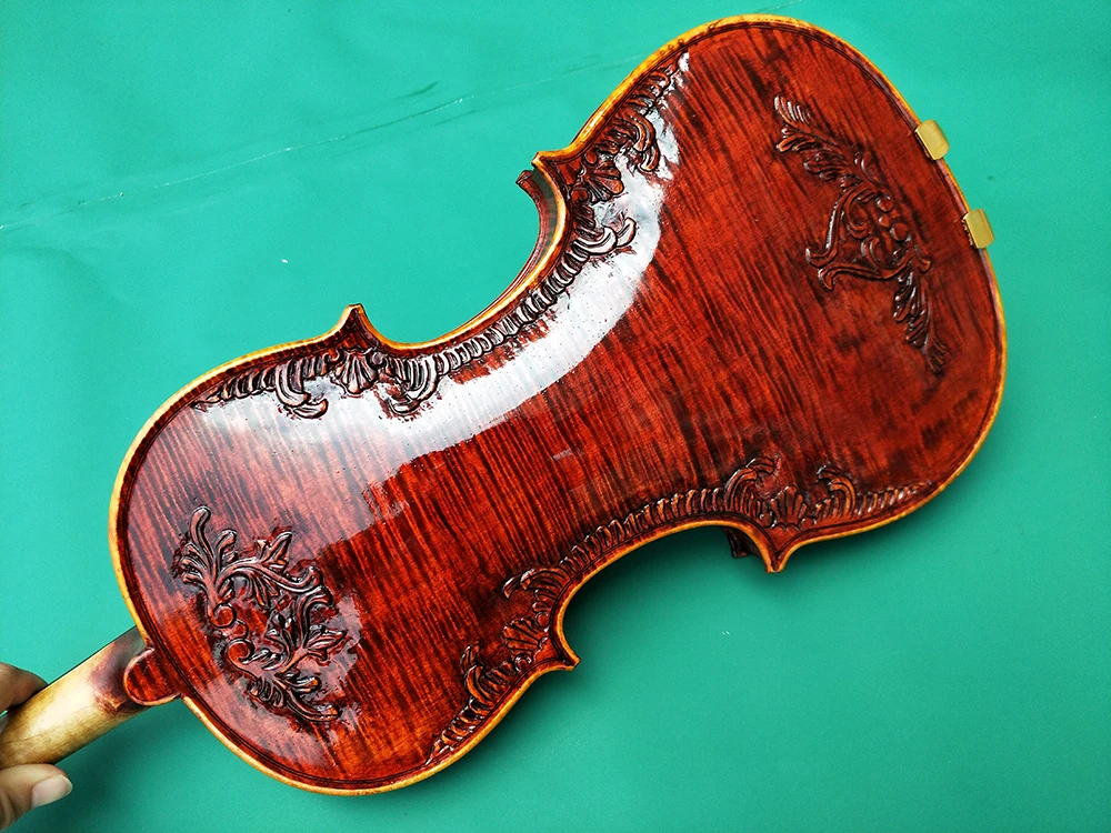High-grade Hand carved violin 4/4 3/4 solid wood Red wine violin beginner student Professional musical instruments