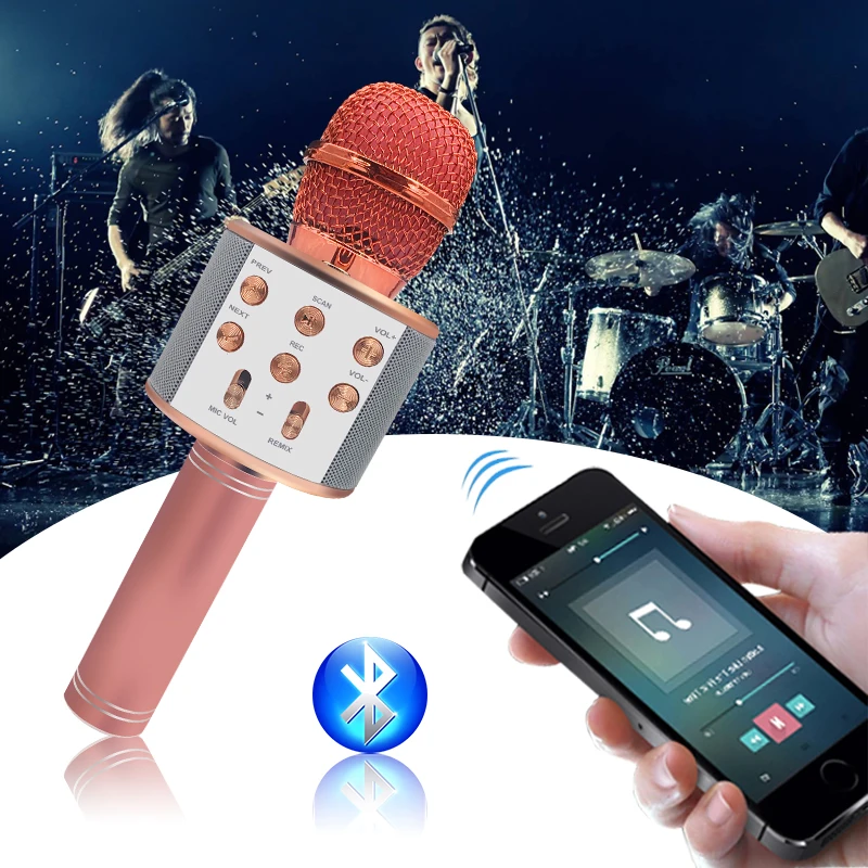 Профессиональный беспроводной микрофон Ручной Bluetooth для караоке музыкальный