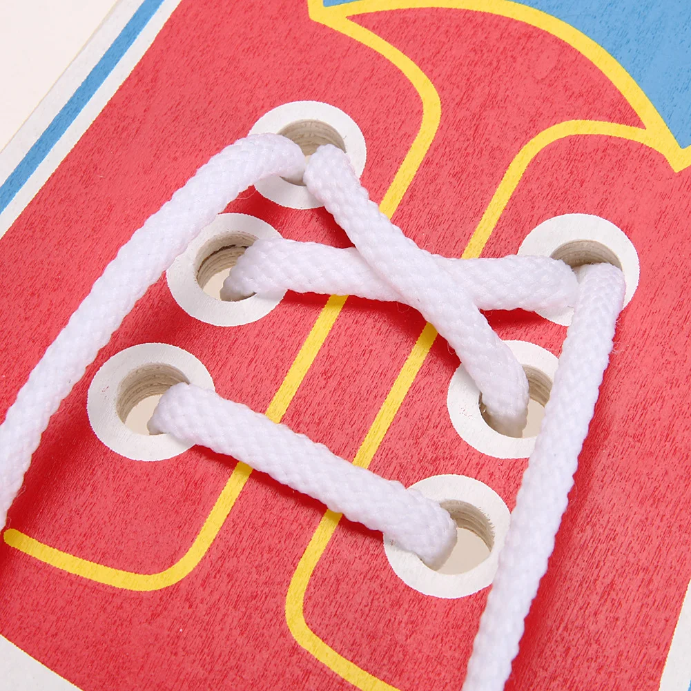 Practice Montessori Learning Children Wooden Shoe Lace Educational Toys Tie Shoelaces Toys 4