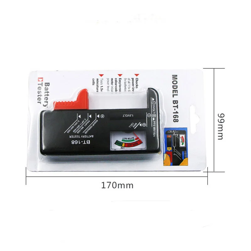 Battery Tester Volt Tester For AA AAA 9V Button Multiple Size Battery Tester Checker Portable Universal Digital Battery Tester