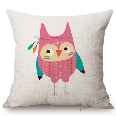 Cute Forest Animals Owl Raccoon Fox Bear Baby Cartoon Art Sofa Throw Pillow Case Lovely Woodland Animal Children Cushion Cover