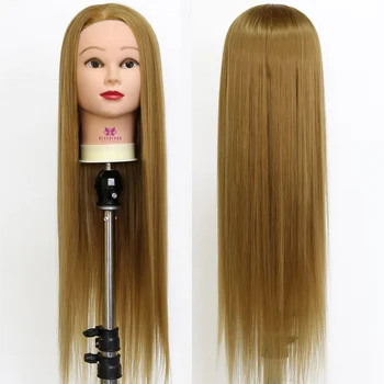 

26" 27# 100% Hairdressing Heat Resistant Synthetic Fiber Hair Mannequin head Styling Manikin Doll for College Salon Training