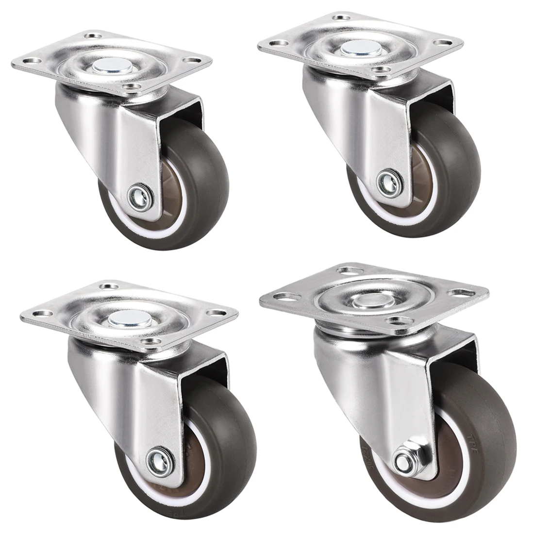 

uxcell Swivel Caster Wheel 1inch 1.25inch 1.5inch 2inch Dia TPR Caster Top Plate For Furniture Dolly Workbench Quiet Rolling